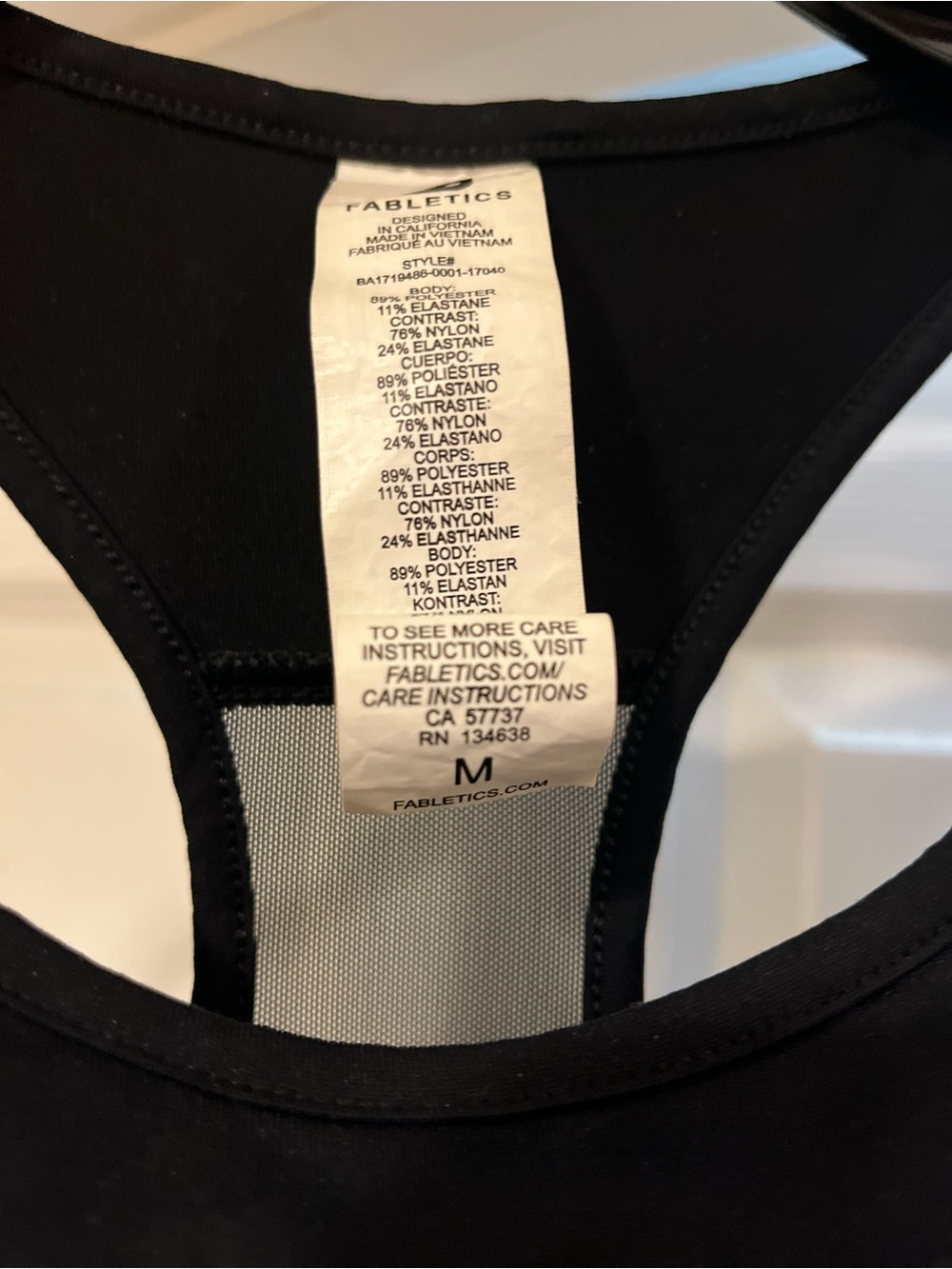 Fabletics Black Mesh-Panel Racerback Crop Top - Picture 3 of 3